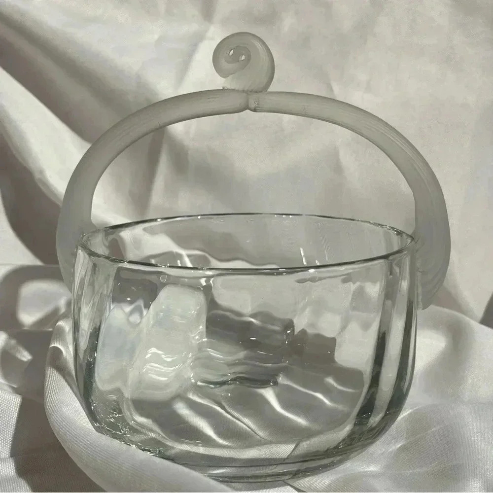 Romanian Hand Blown Lalique Art Glass Basket